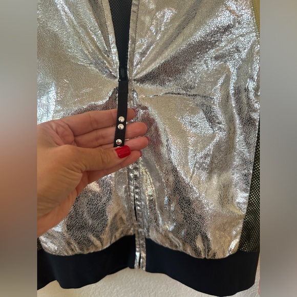 Kira Plastinina Colorful Gorpcore Front Zip Jacket SZ FR 44 US L 10-12 Metallic - Picture 7 of 8